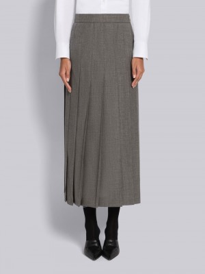 Thom Browne 2-Ply Fresco Pleated Straight Donna Gonne Grigie | ZFN96J09520