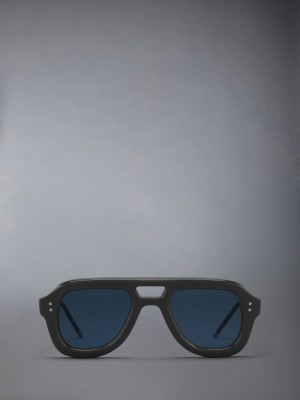 Thom Browne Acetate Aviator Uomo Occhiali da Sole Grigie | EVU45Z50506