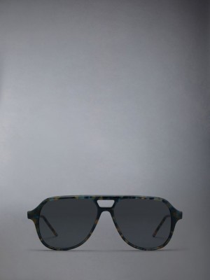 Thom Browne Acetate Aviator Uomo Occhiali da Sole Blu Marino | BJP18O69429