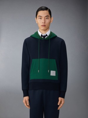 Thom Browne Brushed Color Blocked Hoodie Uomo Pullover Blu | BTP47E75876