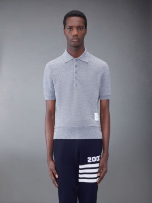 Thom Browne CASHMERE PIQUE 2003 RIB CUFF Uomo Polo Grigie | XQK16Q14706