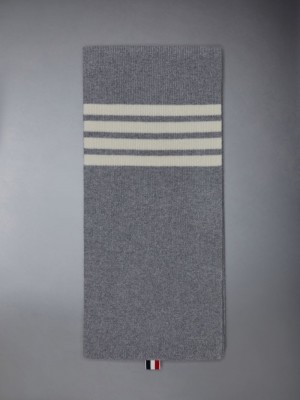 Thom Browne CASHMERE RIB 4-BAR Donna Sciarpa Grigie | HHY88L58815