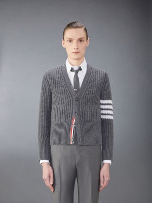 Thom Browne Cashmere 4-Bar Classic Uomo Cardigan Grigie | UDS91V10532