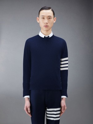 Thom Browne Cashmere 4-Bar Classic Uomo Pullover Blu | NDR98P76484