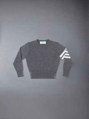 Thom Browne Cashmere 4-Bar Crewneck Ragazzo Pullover Grigie | DOX54Q28070