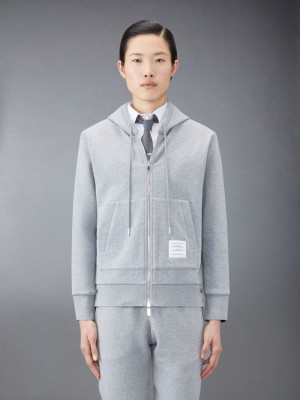 Thom Browne Classic Loopback Stripe Full Zip Donna Felpa con Cappuccio Grigie | QWX69R62144