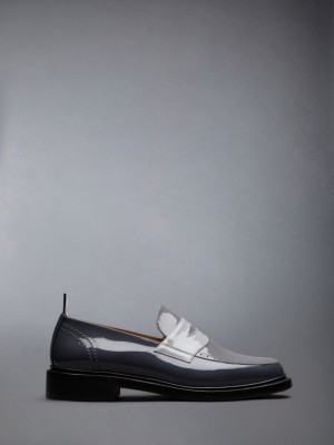 Thom Browne Classic Patent Penny Uomo Mocassini Grigie | ZQO54C35468