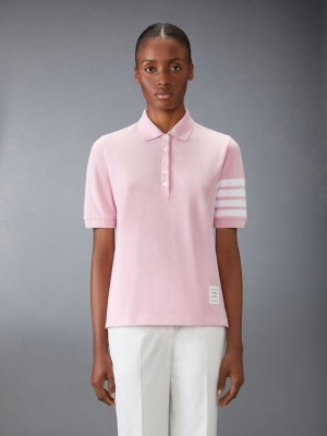 Thom Browne Classic Pique 4-Bar Short Sleeve Donna Polo Rosa | DWT20F91085