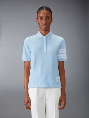 Thom Browne Classic Pique 4-Bar Short Sleeve Donna Polo Blu | EMU90K63968