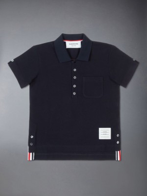 Thom Browne Classic Pique Ragazzo Polo Blu | HLB04E74964