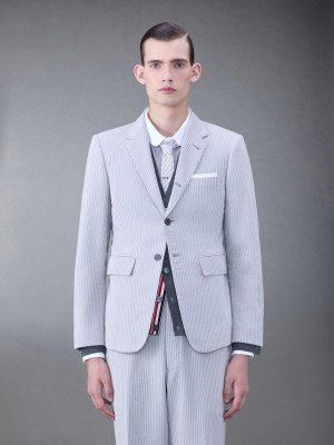 Thom Browne Classic Seersucker Sport Uomo Cappotti Grigie | IAG08C32555