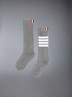 Thom Browne Cotton 4-Bar Knee High Ragazza Calzini Grigie | LAK81N08192