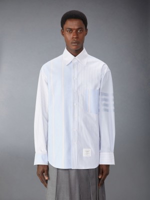 Thom Browne Cotton 4-Bar Oversized Uomo Camicie Blu | REU71G40226