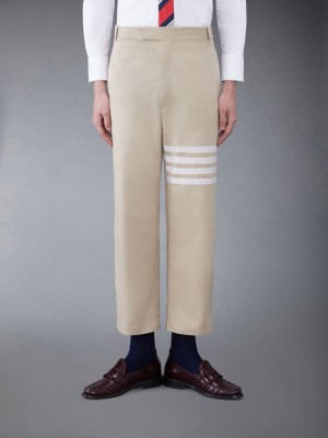 Thom Browne Cotton 4-Bar Straight Leg Uomo Pantaloni Beige | GDA21S40669