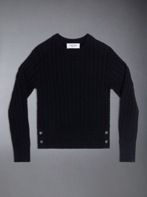 Thom Browne Cotton Cable Knit Ragazzo Pullover Nere | DYO97V03296