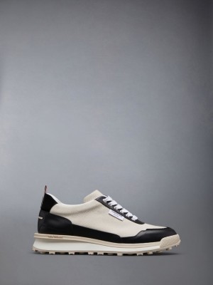 Thom Browne Cotton Canvas Alumni Uomo Sneakers Beige | GRH10A32170