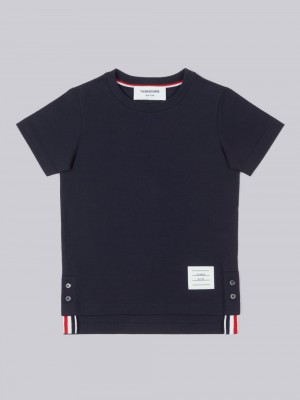 Thom Browne Cotton Jersey Short Sleeve Ragazza Magliette Blu Marino | XRX81O24699