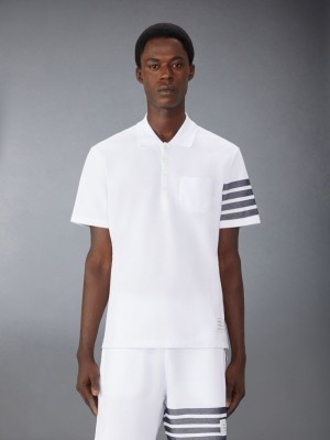 Thom Browne Cotton Pique 4-Bar Uomo Polo Bianche | VHL22G49481