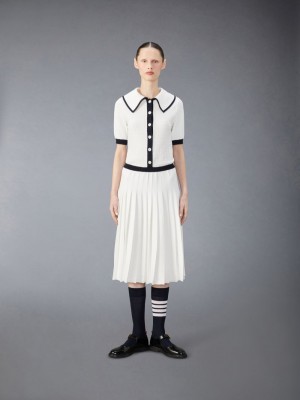 Thom Browne Cotton Pointelle Donna Vestito Bianche | LUS23T21217