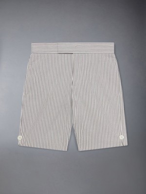 Thom Browne Cotton Seersucker Bermuda Ragazzo Pantaloncini Grigie | DHX48H66292