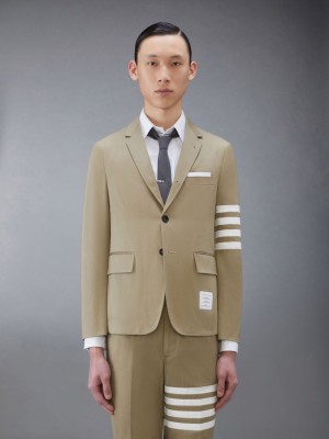 Thom Browne Cotton Twill 4-Bar Unconstructed Classic Sport Uomo Cappotti Beige | REC64E41756