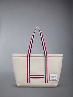 Thom Browne Double Face Canvas Small Tool Uomo Borse Tote Bianche | VWR06V78937