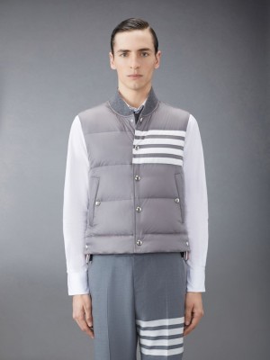 Thom Browne Downfilled Nylon 4-Bar Uomo Gilet Grigie | QRI08U92896