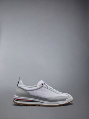 Thom Browne FINE SUEDE TECH RUNNER Uomo Sneakers Bianche | VYB42L16804