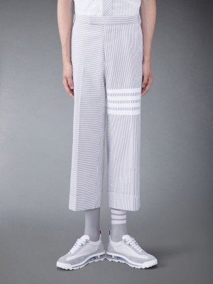 Thom Browne Funmix 4-Bar Seersucker Low Rise Uomo Pantaloni Grigie | XKQ56T58970