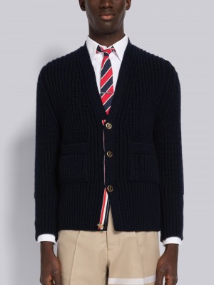 Thom Browne Half Stitch Cashmere Uomo Cardigan Blu | DKY27A47976