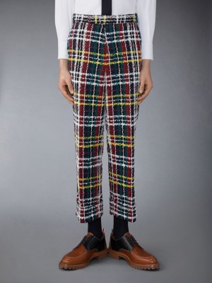 Thom Browne Hunting Tartan Eyelash Tweed Uomo Pantaloni Verdi | AVV38T78947