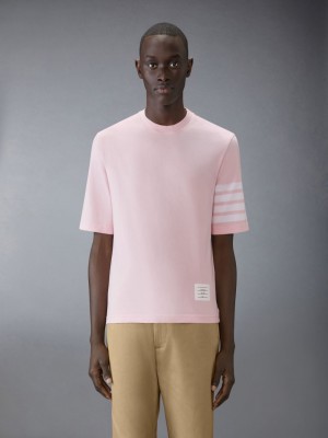 Thom Browne Jersey 4-Bar Short Sleeve Uomo Magliette Rosa | CHS53O52965