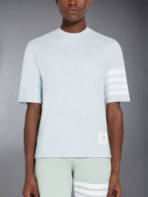 Thom Browne Jersey 4-Bar Short Sleeve Uomo Magliette Blu | OES80V00483