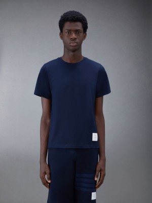 Thom Browne Jersey Relaxed Side Slit Uomo Magliette Blu | VBL71K94498