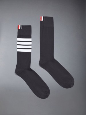 Thom Browne Lightweight Cotton 4-Bar Mid-calf Donna Calzini Grigie | JMG50W06989