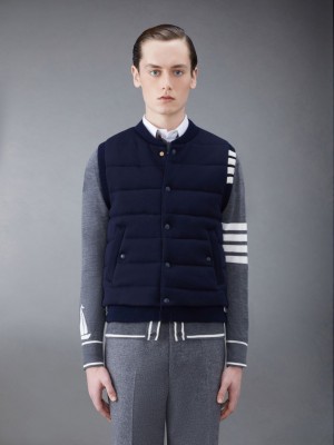 Thom Browne MERINO AND JERSEY PADDED REVERSIBLE 4-BAR Uomo Gilet Blu | LUI17D06932