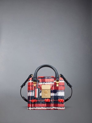 Thom Browne Madras Pouf Tweed Mrs. Mini Uomo Borse Tote Rosse | ZJW36Q73887