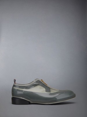 Thom Browne Men Flat Overshoe Goodyear Leather Sole Classic Longwing Uomo Scarpe Brogue Nere | VNN49Z00063