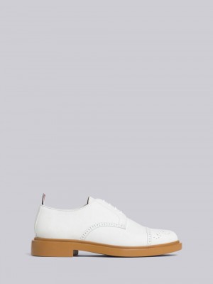 Thom Browne Nubuck Cap Toe Derby Uomo Scarpe Oxford Bianche | DWB11Q77753