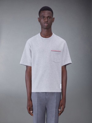 Thom Browne Oversized Short Sleeve Pocket Uomo Magliette Grigie | TLP91O93873