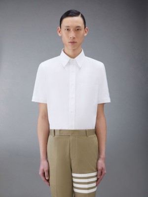 Thom Browne Oxford 4-Bar Short Sleeve Uomo Camicie Bianche | HEI20A74190