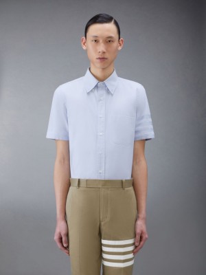 Thom Browne Oxford 4-Bar Short Sleeve Uomo Camicie Blu | UUI18D22898