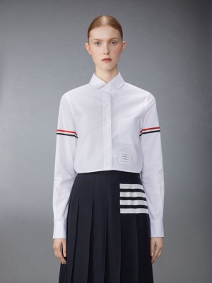 Thom Browne Oxford Armband Round Collar Cropped Donna Camicie Bianche | FLN83D87397