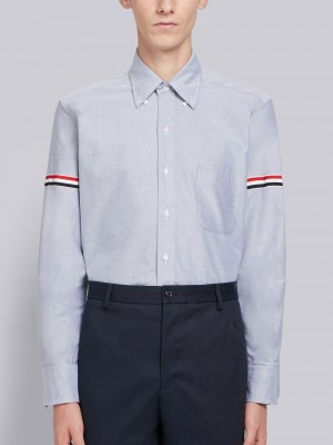 Thom Browne Oxford Grosgrain Armband Classic Uomo Camicie Blu Marino | AUB47M03681