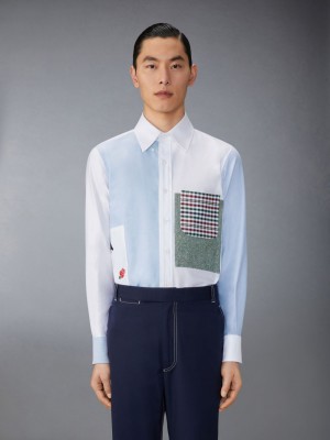 Thom Browne Oxford Rose and Raven Patch Uomo Camicie Blu | NNL83T99676