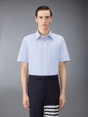 Thom Browne Oxford Short Sleeve Uomo Camicie Blu | CUO00J78515