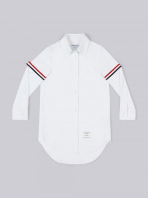 Thom Browne Oxford Thigh Length Grosgrain Amrband Shirt Ragazza Vestito Bianche | OTG69U67937