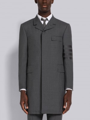 Thom Browne PLAIN WEAVE 4-BAR CHESTERFIELD Uomo Cappotti Grigie | BBU66U34015