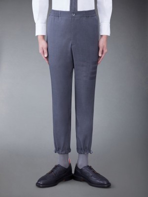 Thom Browne PLAIN WEAVE 4-BAR ELASTIC WAIST TRACK Uomo Pantaloni Grigie | ZUA53S39389