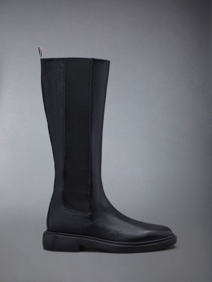 Thom Browne Pebble Grain 4-Bar Knee High Chelsea Donna Stivali Nere | FTB75W32463